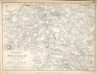 Karte der Schlacht von Stockach, veröffentlicht von William Blackwood and Sons, Edinburgh und London, 1848